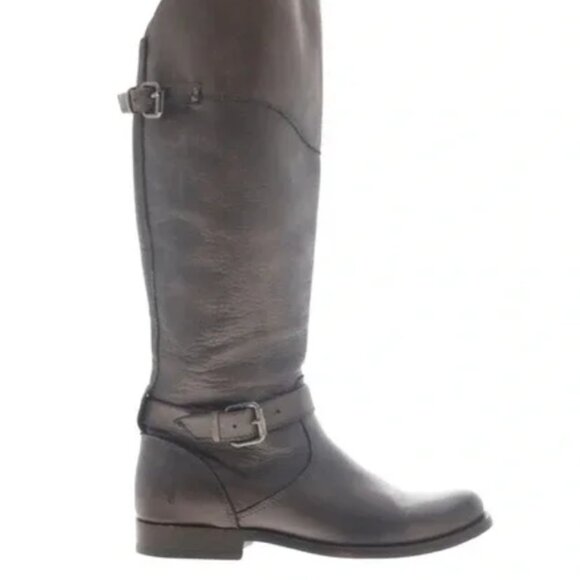 FRYE Phillip Riding Boots Leather Dark Brown Side Zipper Adjustable Buckle 8.5 - Picture 5 of 14